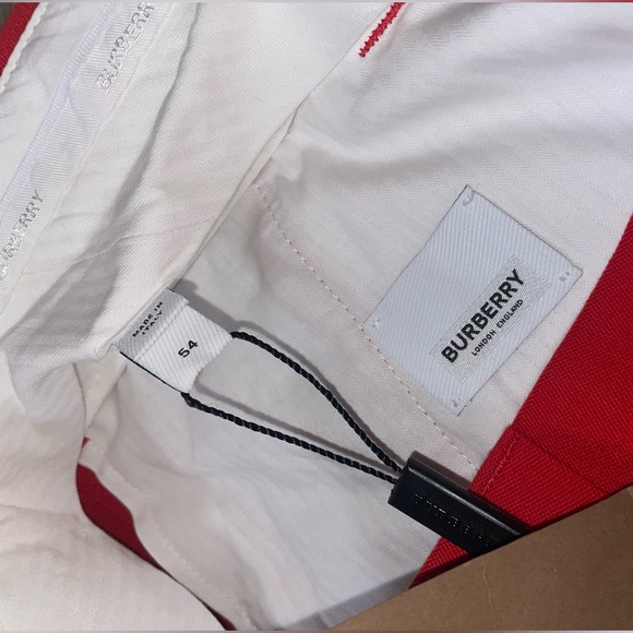 Burberry Bright Red Calf Leather Side-Stripe tailored trousers - Cupro/Wool NWT - Picture 10 of 11